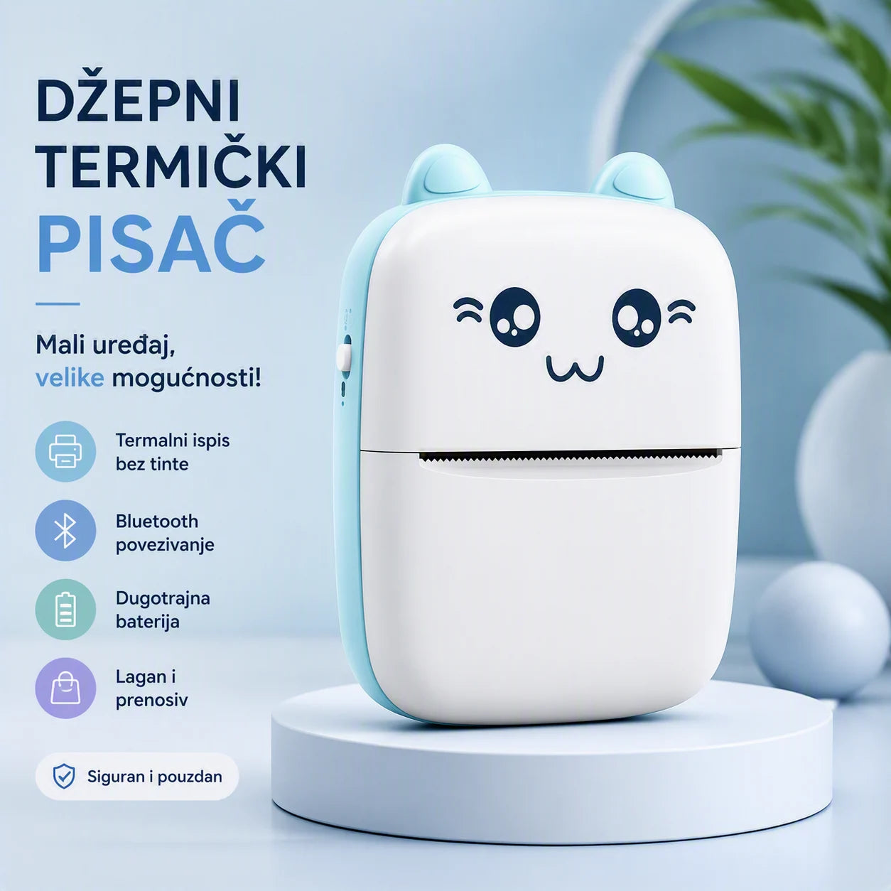 C9 mini termalni pisač u plavoj boji